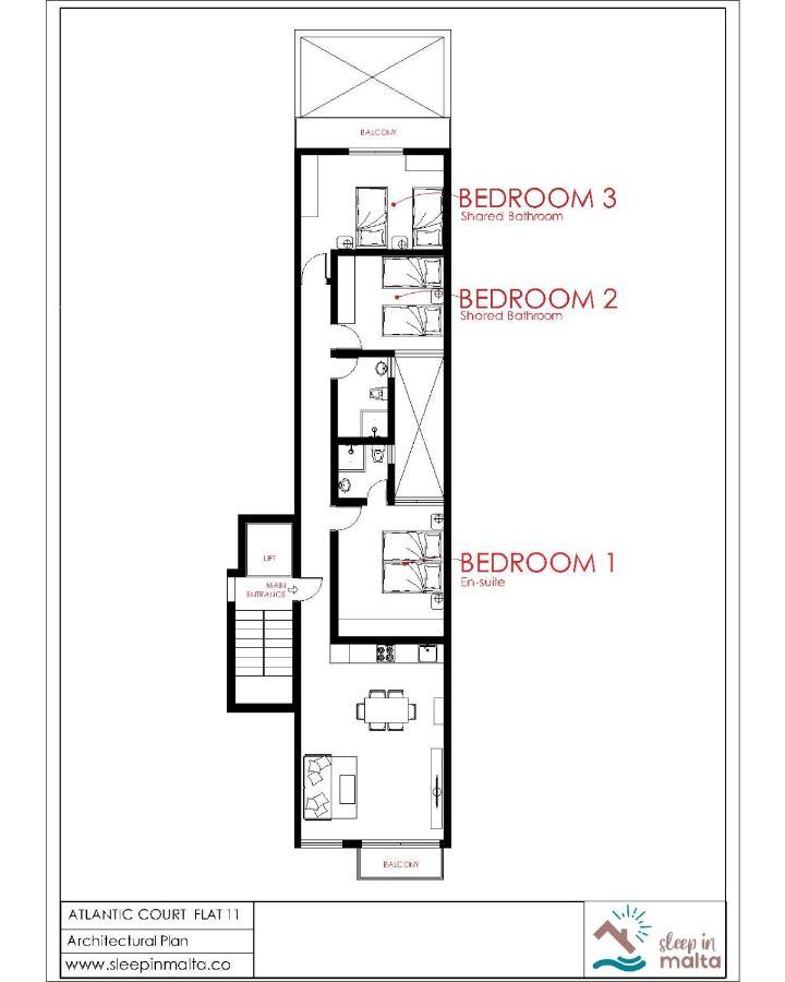 F11 Room 3, Private Room Two Single Beds Shared Bathroom In Shared Flat Msida Extérieur photo